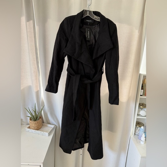 Kenneth cole black fencer melton wool blend wrap coat NO OFFERS - Picture 7 of 10